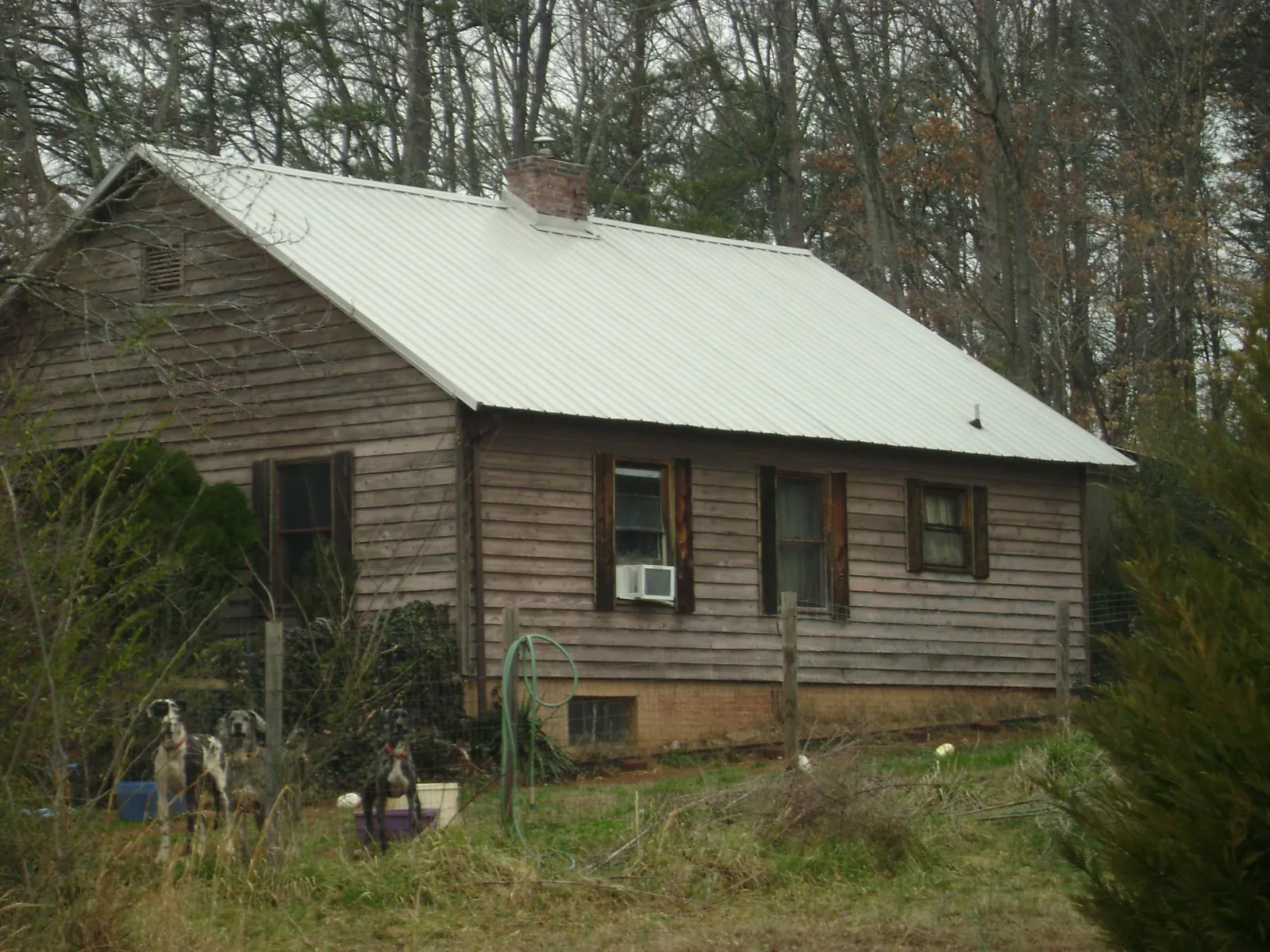 White metal roof on an old wood sided farmhouse, from a Metal Roof Installation job in Fort Myers